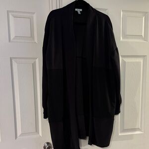 Black Open-Front Athleisure Cardigan